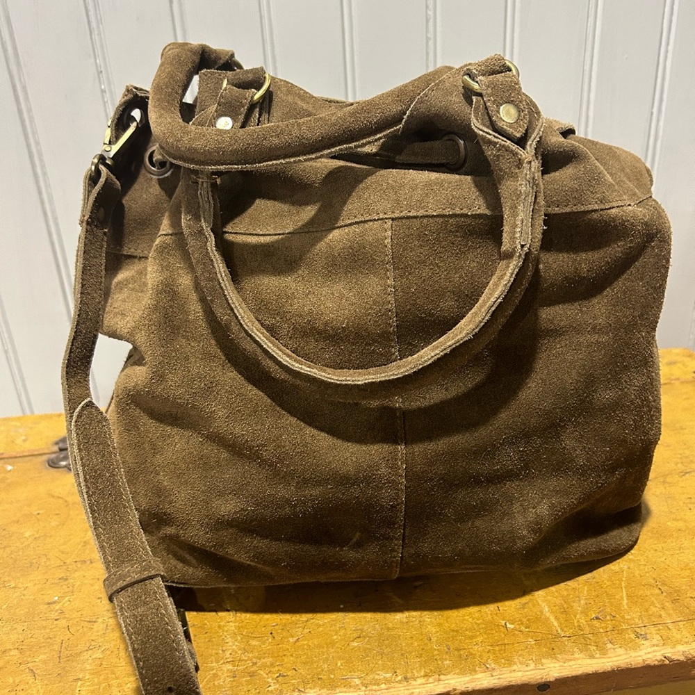 Suede Slouchy Drawstring Bag - Picture 3 of 7